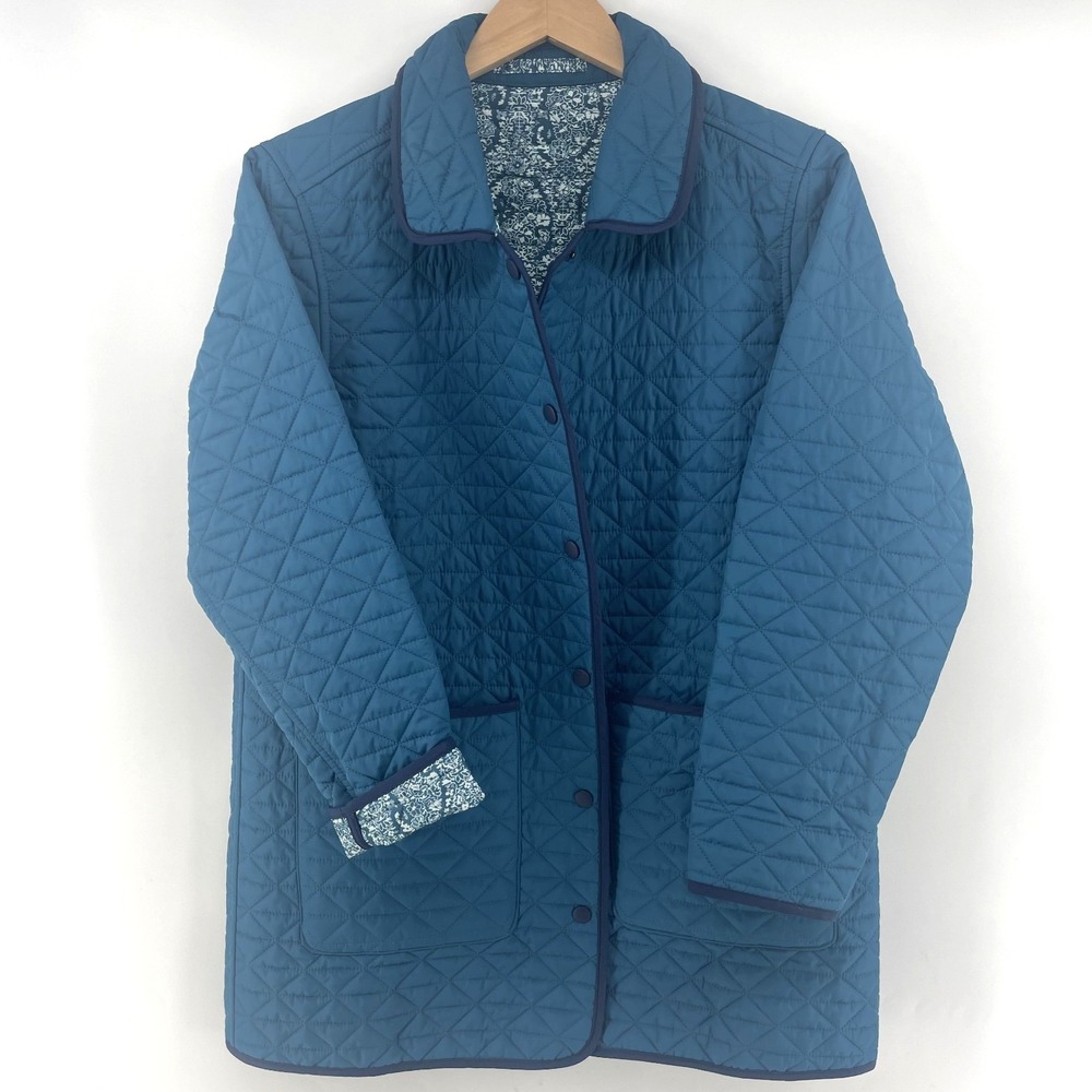 Lands End Barn Jacket Women MP 10-12 Quilted Reversible Coat Pimaloft Lightweigh